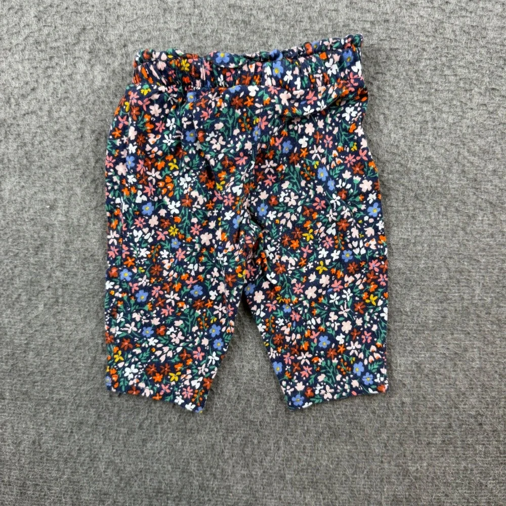 Carter's Floral Pants Kids 3M Navy Blue Pink Orange Cotton Bow‎ Leggings